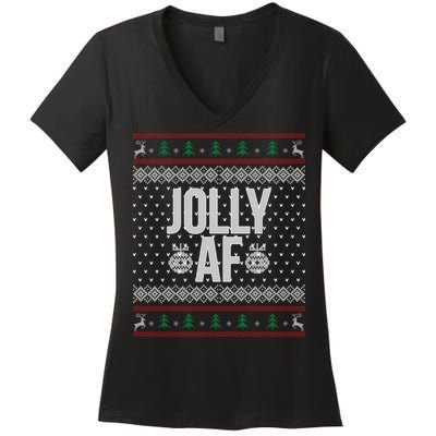 Jolly AF Ugly Christmas Women's V-Neck T-Shirt