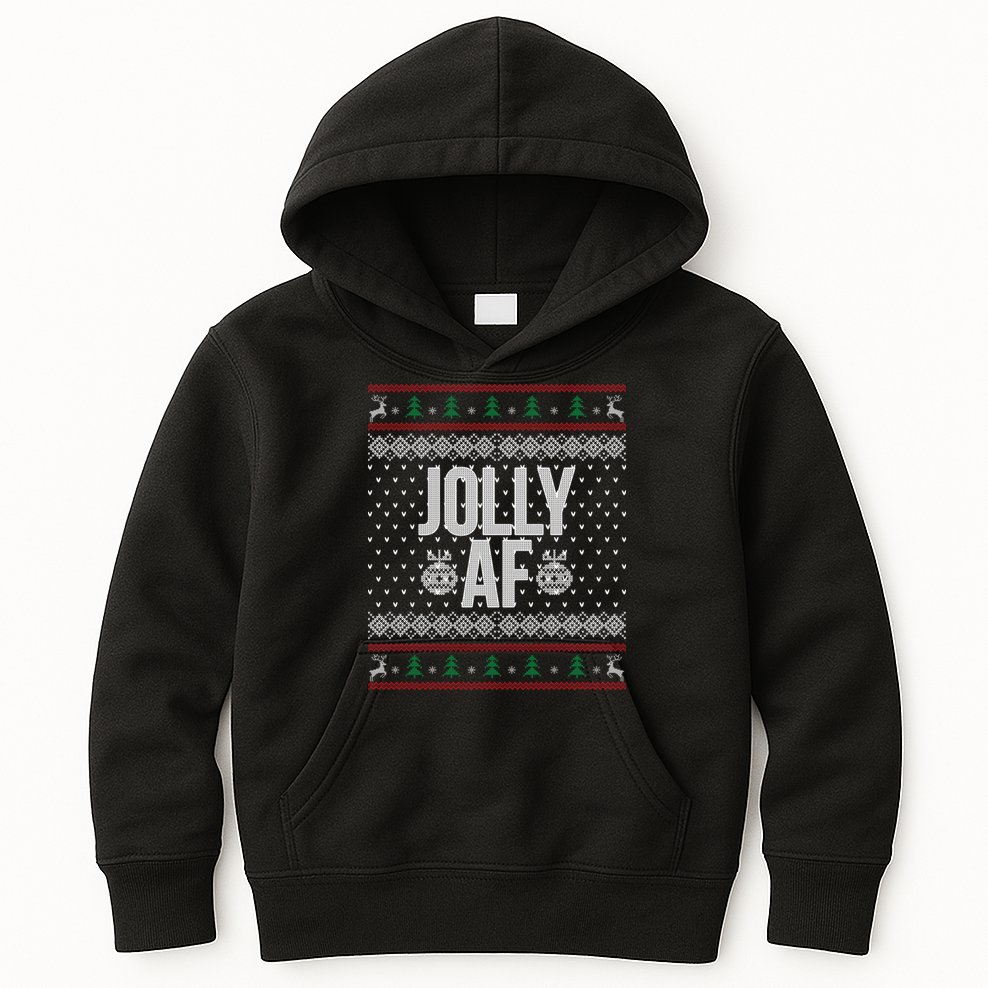 Jolly AF Ugly Christmas Kids Hoodie