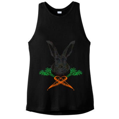 Jolly Roger Easter Bunny Crossbone Carrots Rabbit Ladies PosiCharge Tri-Blend Wicking Tank