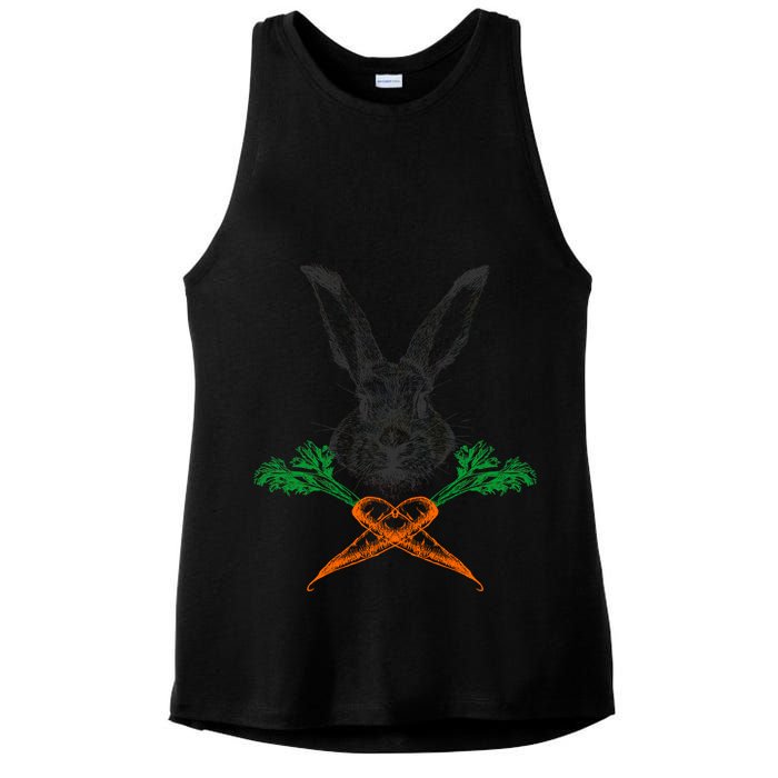Jolly Roger Easter Bunny Crossbone Carrots Rabbit Ladies PosiCharge Tri-Blend Wicking Tank