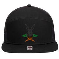 Jolly Roger Easter Bunny Crossbone Carrots Rabbit 7 Panel Mesh Trucker Snapback Hat