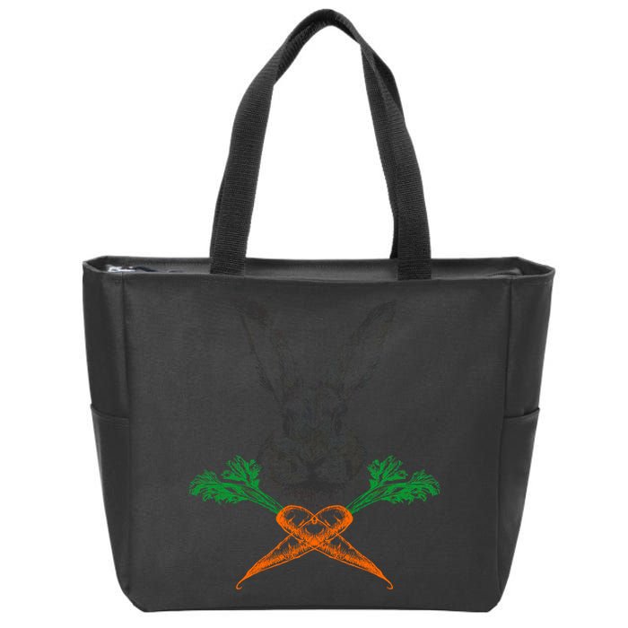 Jolly Roger Easter Bunny Crossbone Carrots Rabbit Zip Tote Bag