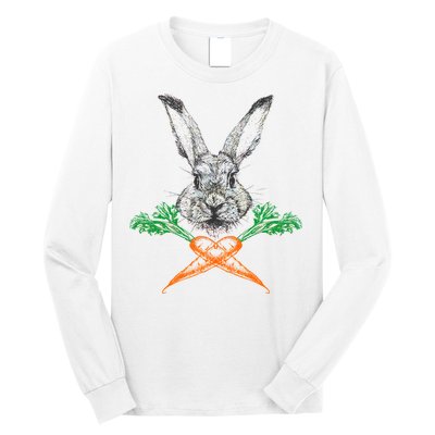 Jolly Roger Easter Bunny Crossbone Carrots Rabbit Long Sleeve Shirt