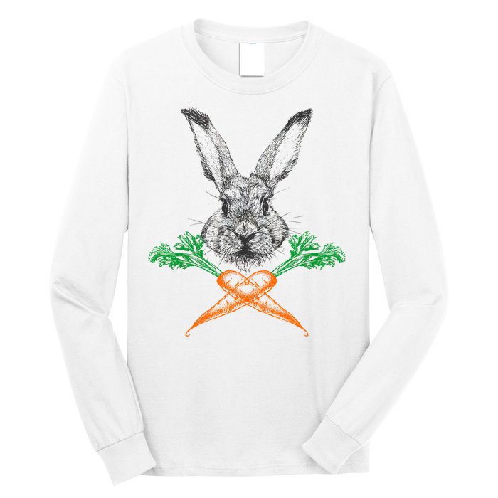 Jolly Roger Easter Bunny Crossbone Carrots Rabbit Long Sleeve Shirt