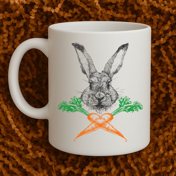 Jolly Roger Easter Bunny Crossbone Carrots Rabbit Mug