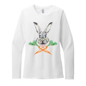 Jolly Roger Easter Bunny Crossbone Carrots Rabbit Womens CVC Long Sleeve Shirt