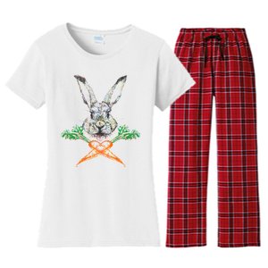 Jolly Roger Easter Bunny Crossbone Carrots Rabbit Women's Flannel Pajama Set