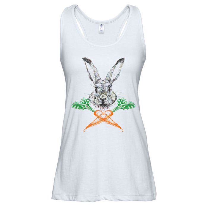 Jolly Roger Easter Bunny Crossbone Carrots Rabbit Ladies Essential Flowy Tank