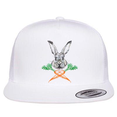 Jolly Roger Easter Bunny Crossbone Carrots Rabbit Flat Bill Trucker Hat