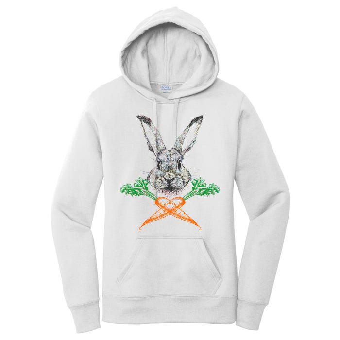 Jolly Roger Easter Bunny Crossbone Carrots Rabbit Women's Pullover Hoodie