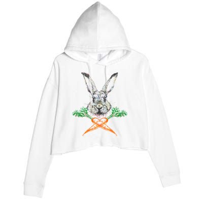 Jolly Roger Easter Bunny Crossbone Carrots Rabbit Crop Fleece Hoodie