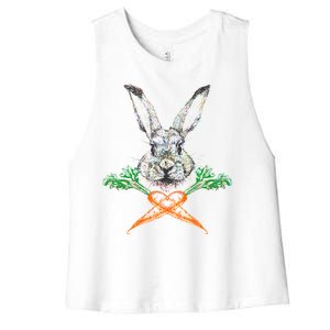 Jolly Roger Easter Bunny Crossbone Carrots Rabbit Women's Racerback Cropped Tank