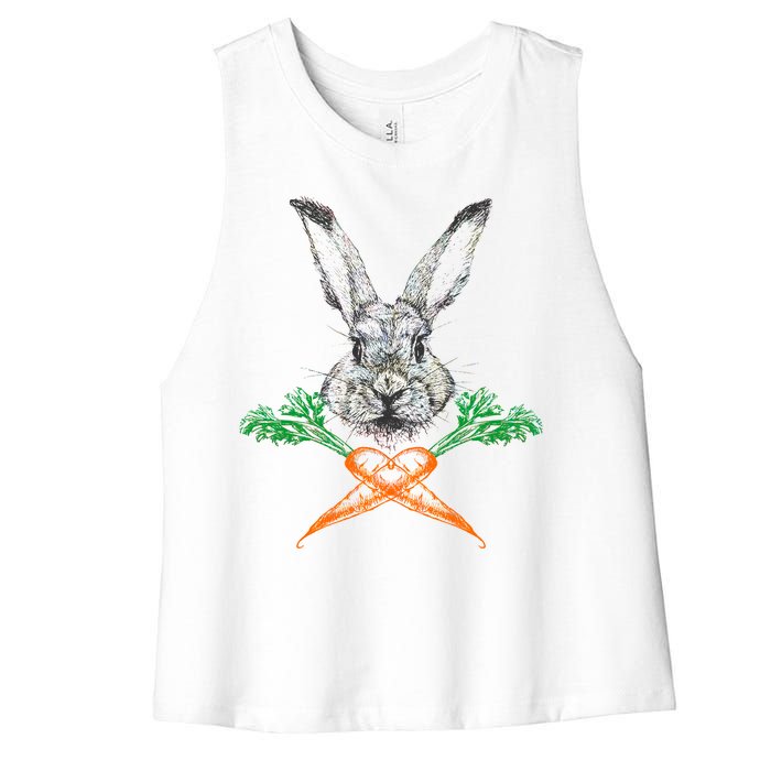 Jolly Roger Easter Bunny Crossbone Carrots Rabbit Women's Racerback Cropped Tank