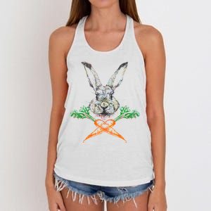 Jolly Roger Easter Bunny Crossbone Carrots Rabbit Women's Knotted Racerback Tank