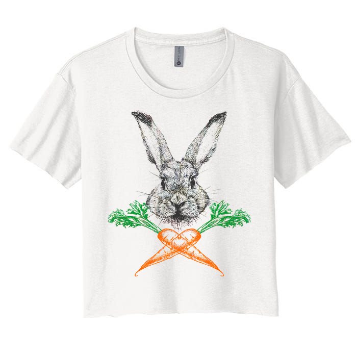 Jolly Roger Easter Bunny Crossbone Carrots Rabbit Women's Crop Top Tee