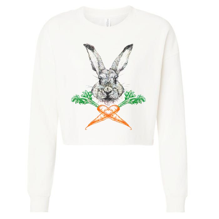 Jolly Roger Easter Bunny Crossbone Carrots Rabbit Cropped Pullover Crew