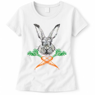 Jolly Roger Easter Bunny Crossbone Carrots Rabbit Womens T-Shirt