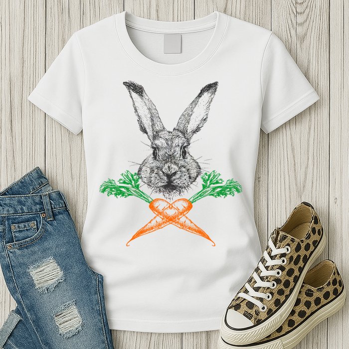 Jolly Roger Easter Bunny Crossbone Carrots Rabbit Womens T-Shirt