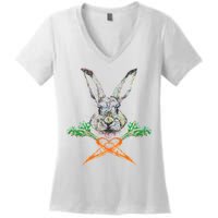 Jolly Roger Easter Bunny Crossbone Carrots Rabbit Women's V-Neck T-Shirt