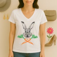 Jolly Roger Easter Bunny Crossbone Carrots Rabbit Women's V-Neck T-Shirt