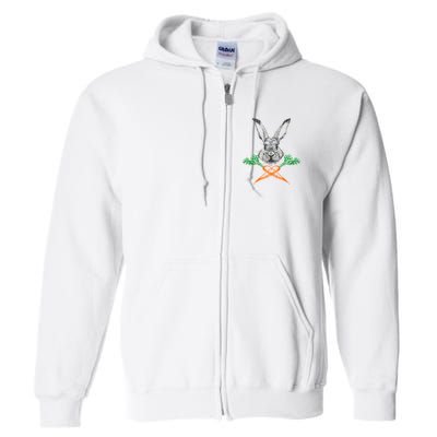 Jolly Roger Easter Bunny Crossbone Carrots Rabbit Full Zip Hoodie