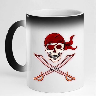 Jolly Roger Pirate Skull Flag Logo 11oz Black Color Changing Mug