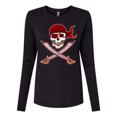 Jolly Roger Pirate Skull Flag Logo Womens Cotton Relaxed Long Sleeve T-Shirt