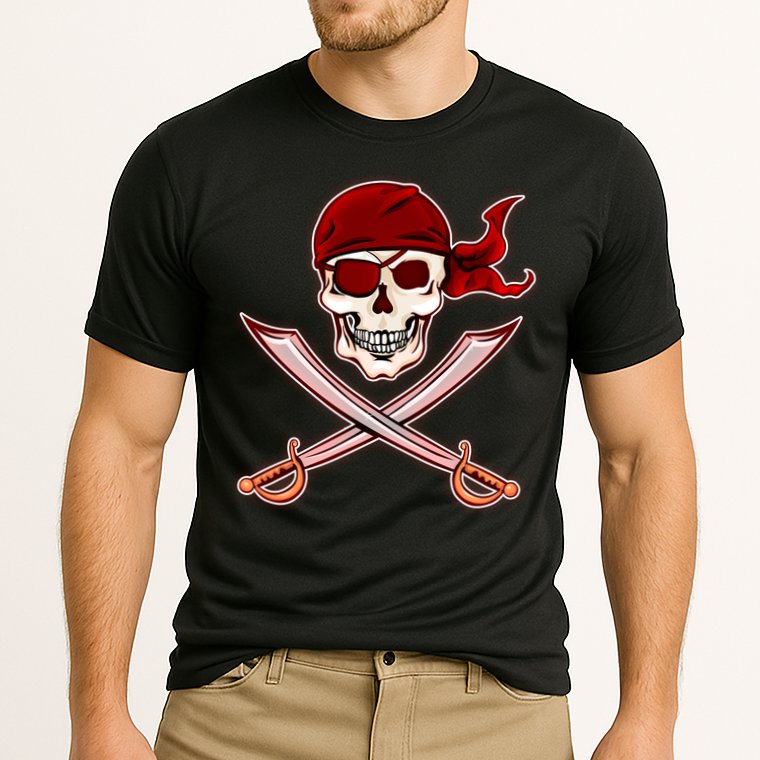 Jolly Roger Pirate Skull Flag Logo Cooling Performance Crew T-Shirt