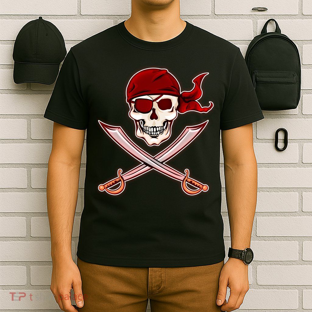 Jolly Roger Pirate Skull Flag Logo T-Shirt