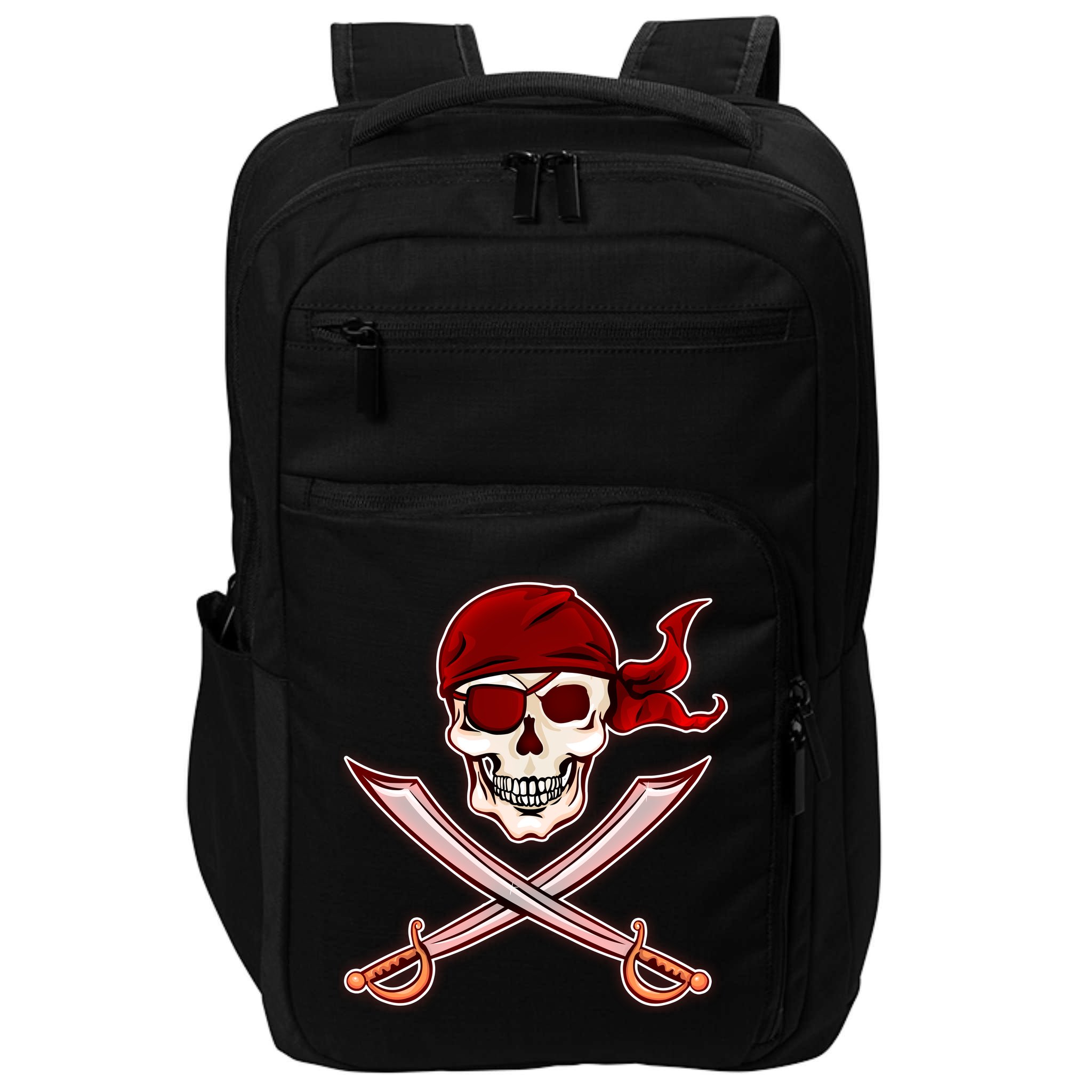 Jolly Roger Pirate Skull Flag Logo Impact Tech Backpack