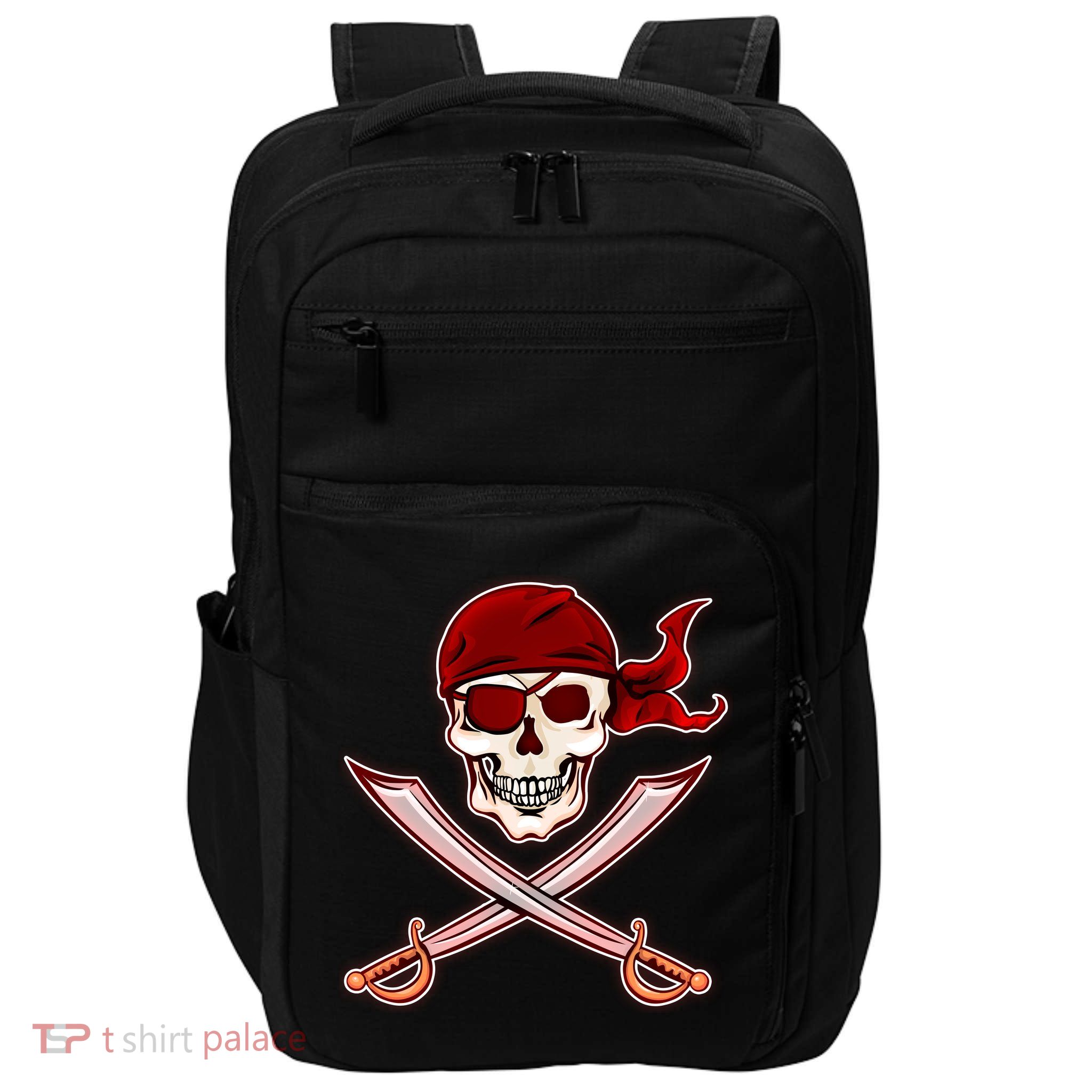 Jolly Roger Pirate Skull Flag Logo Impact Tech Backpack