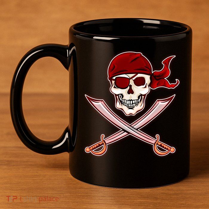 Jolly Roger Pirate Skull Flag Logo 11oz C Handle Ceramic Mug