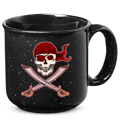 Jolly Roger Pirate Skull Flag Logo 15oz Campfire Ceramic Mug
