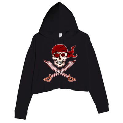 Jolly Roger Pirate Skull Flag Logo Crop Fleece Hoodie