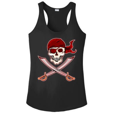 Jolly Roger Pirate Skull Flag Logo Ladies PosiCharge Competitor Racerback Tank