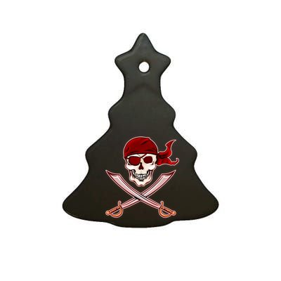 Jolly Roger Pirate Skull Flag Logo Ceramic Tree Ornament