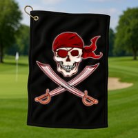 Jolly Roger Pirate Skull Flag Logo Golf Towel