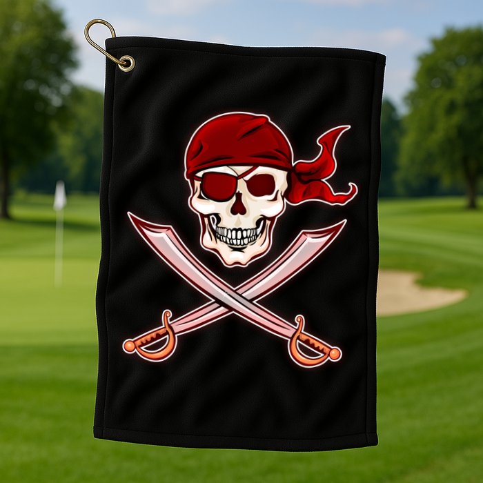 Jolly Roger Pirate Skull Flag Logo Golf Towel