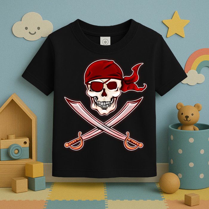 Jolly Roger Pirate Skull Flag Logo Toddler T-Shirt