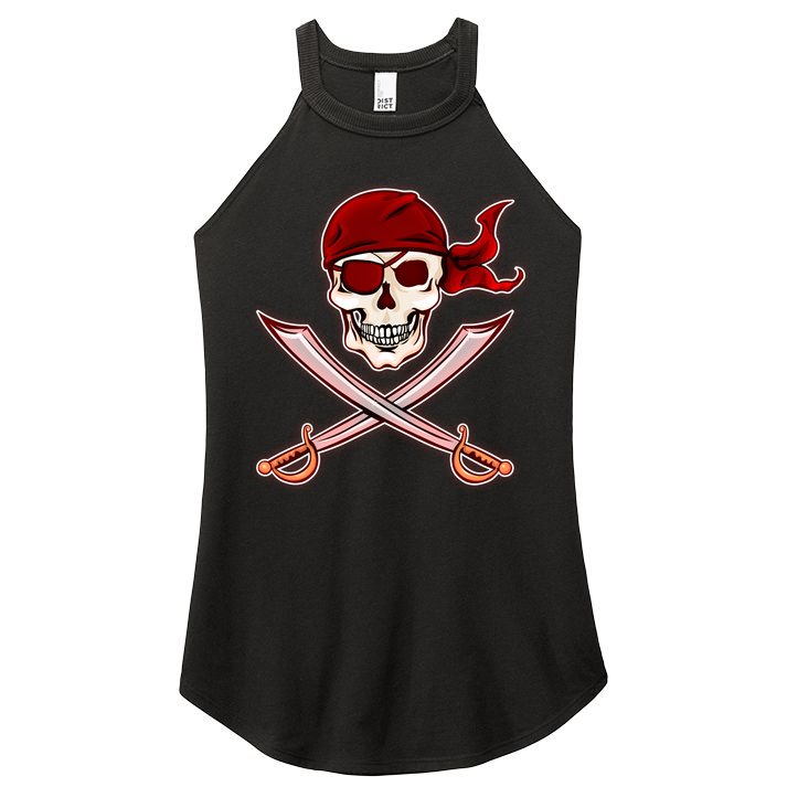 Jolly Roger Pirate Skull Flag Logo Women's Perfect Tri Rocker Tank