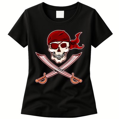 Jolly Roger Pirate Skull Flag Logo Womens T-Shirt