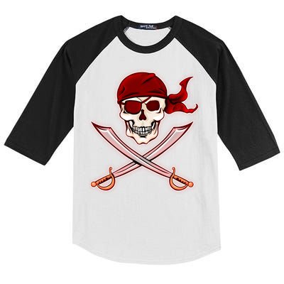 Jolly Roger Pirate Skull Flag Logo Kids Colorblock Raglan Jersey