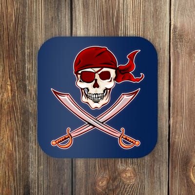 Jolly Roger Pirate Skull Flag Logo Coaster