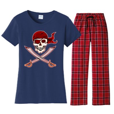 Jolly Roger Pirate Skull Flag Logo Women's Flannel Pajama Set