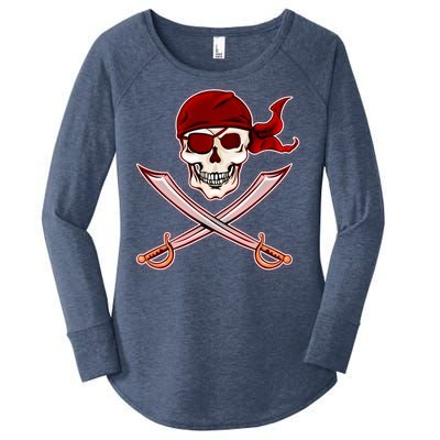 Jolly Roger Pirate Skull Flag Logo Women's Perfect Tri Tunic Long Sleeve Shirt