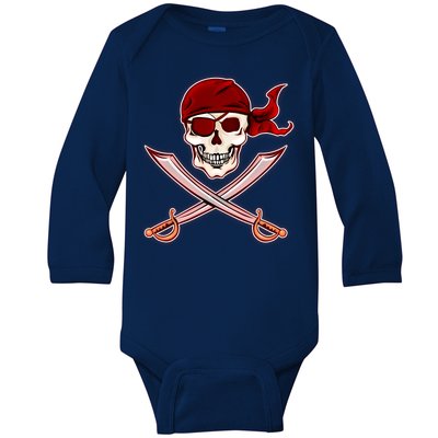 Jolly Roger Pirate Skull Flag Logo Baby Long Sleeve Bodysuit