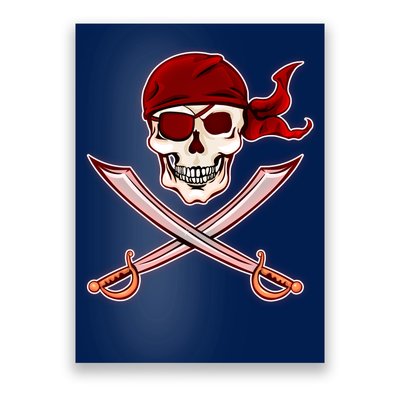 Jolly Roger Pirate Skull Flag Logo Poster