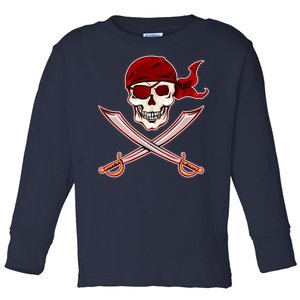 Jolly Roger Pirate Skull Flag Logo Toddler Long Sleeve Shirt