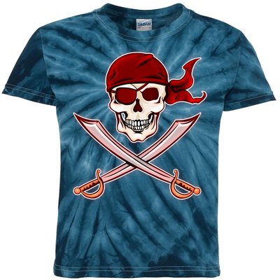 Jolly Roger Pirate Skull Flag Logo Kids Tie-Dye T-Shirt