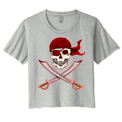 Jolly Roger Pirate Skull Flag Logo Women's Crop Top Tee